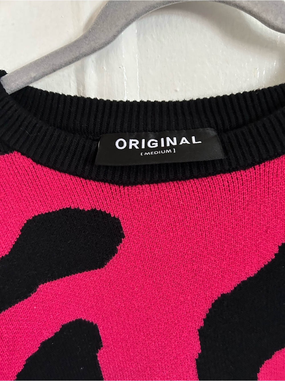 Bold Pink and Black Crewneck Sweater